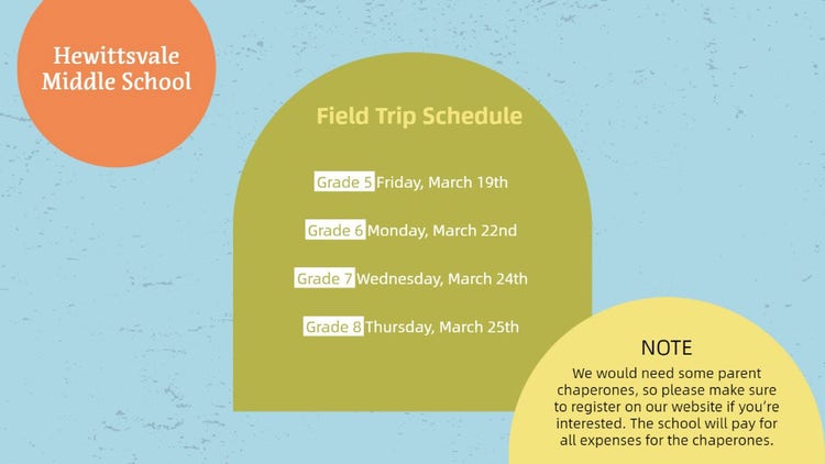 Blue Green Arch School Field Trip Schedule