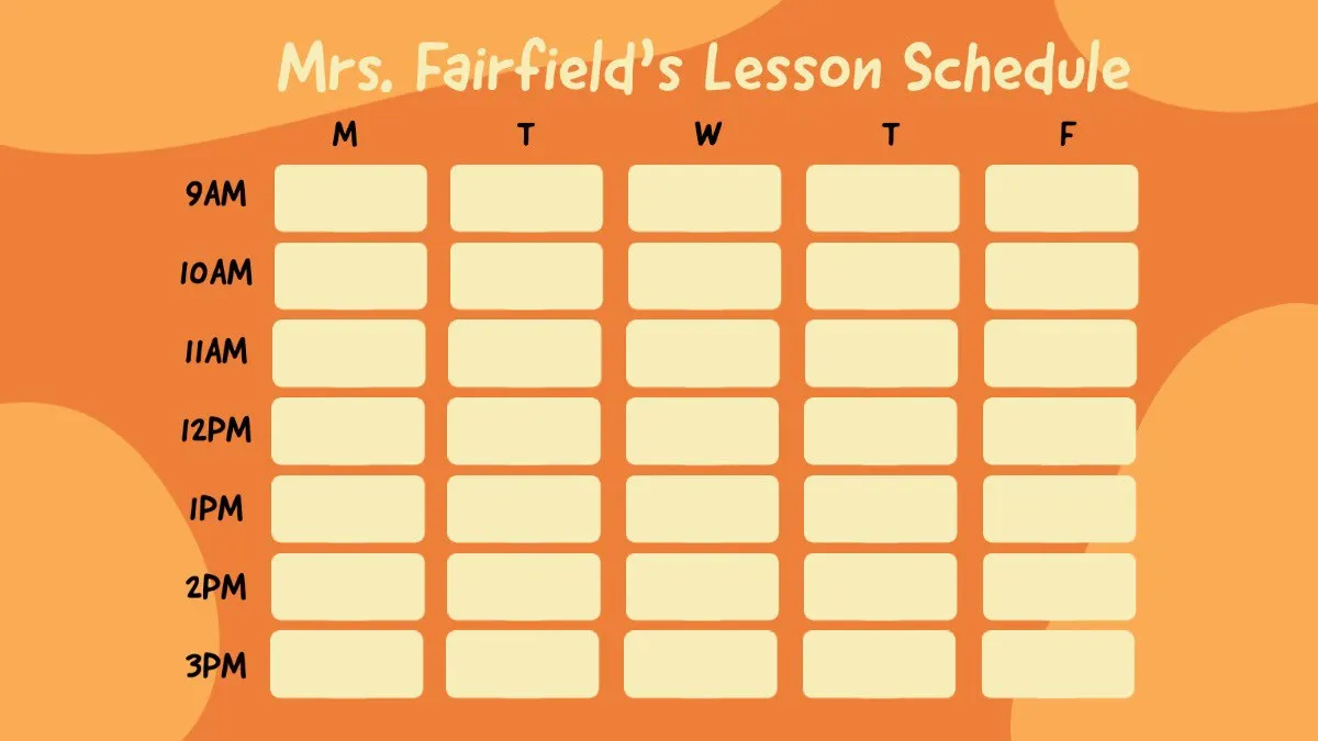 Yellow and Orange Lesson Schedule 