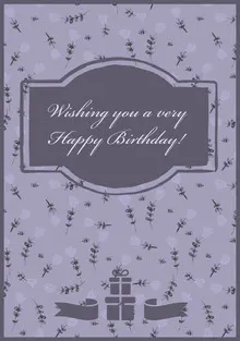 Purple Elegant Floral Happy Birthday Card Birthday Card