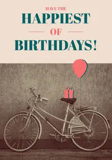 Pink Rustic Happy Birthday Card with Bicycle Birthday Card