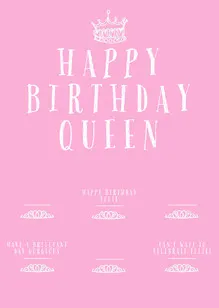 Pink and White Feminine Style Crown Birthday Card Birthday Card