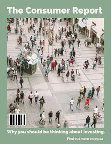 Green Consumer Report Magazine Cover with Crowd in Street Magazine Cover