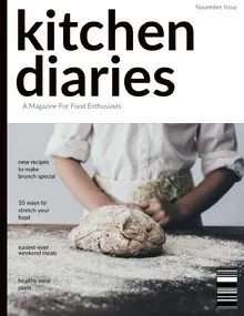 White and Black Kitchen Diaries Magazine Cover Magazine Cover
