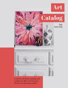 Red and White Art Catalog Front Page with Painting Magazine Cover