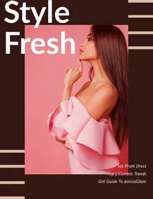 Brown and Pink Young Woman Fashion Magazine Cover Magazine Cover