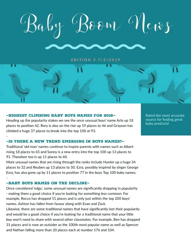 Turquoise Illustrated Parenthood Newsletter Graphic