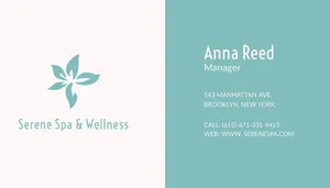Turquoise Spa Manager Business Card with Logo Business Card