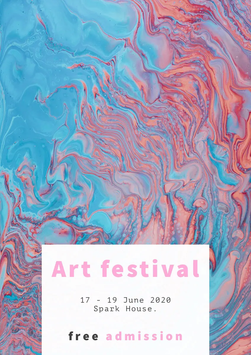 Blue and Pink Paint Art Festival Poster