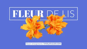 Blue and Orange Flower Arrangements Service Business Card with Flowers Business Card