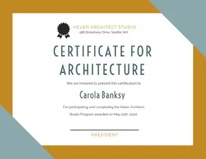 Gold and Silver Architecture Completion Certificate Certificate