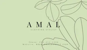 Green and Black Amal Clothing Stylist Business Card  Business Card