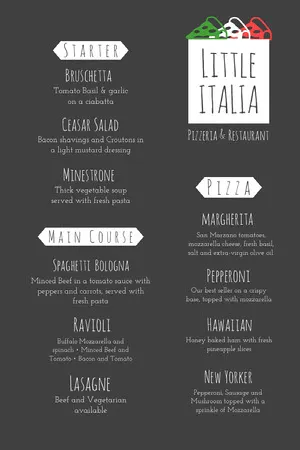 Gray Illustrated Italian Restaurant Menu Menu