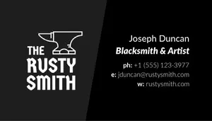 Black and White Blacksmith Business Card Business Card