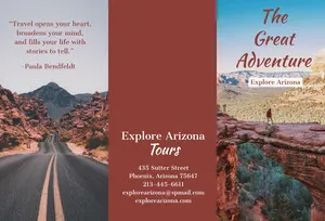 Red Arizona Travel Brochure with Desert and Canyon Brochure