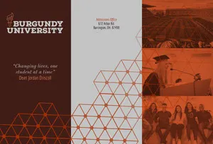 Brown Modern University Brochure with Geometric Shapes and Students Brochure