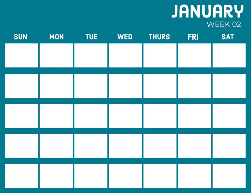 Blue January Calendar 