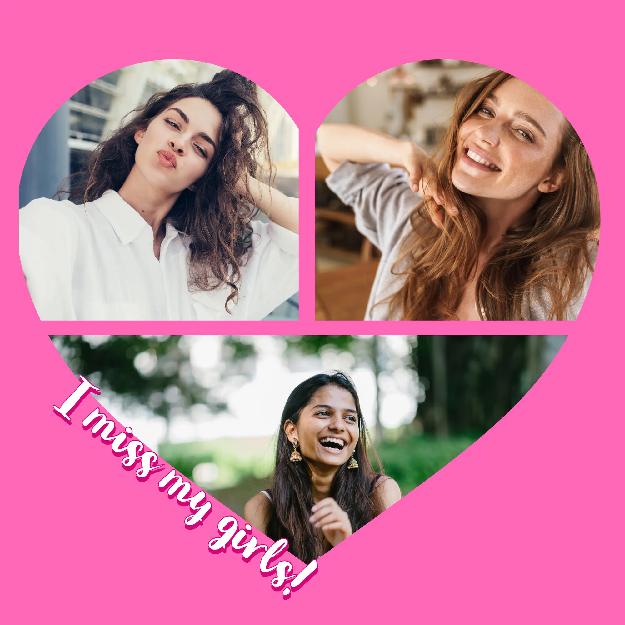 Pink Cute Three Panel Heart Collage