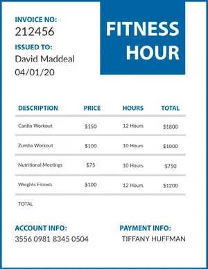 Blue Gym Workout Invoice Invoice