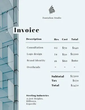 Pale Blue Skyscraper Graphic Design Business Invoice Invoice