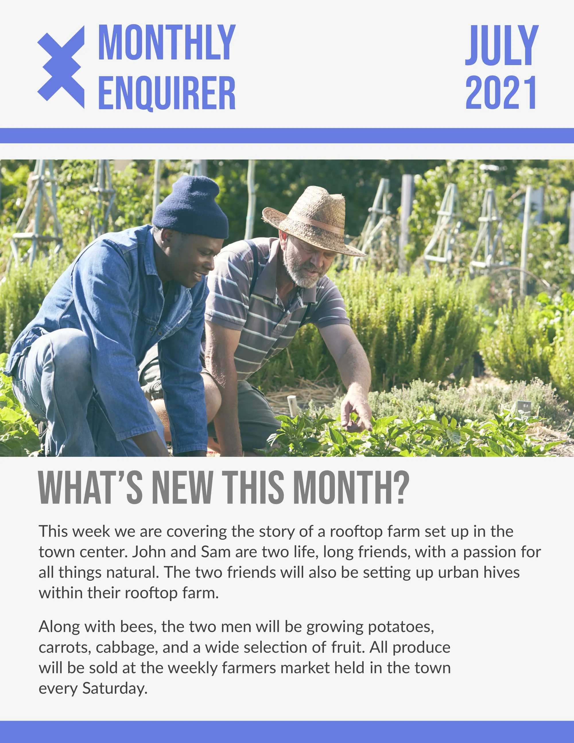 Blue Monthly Enquirer Newsletter