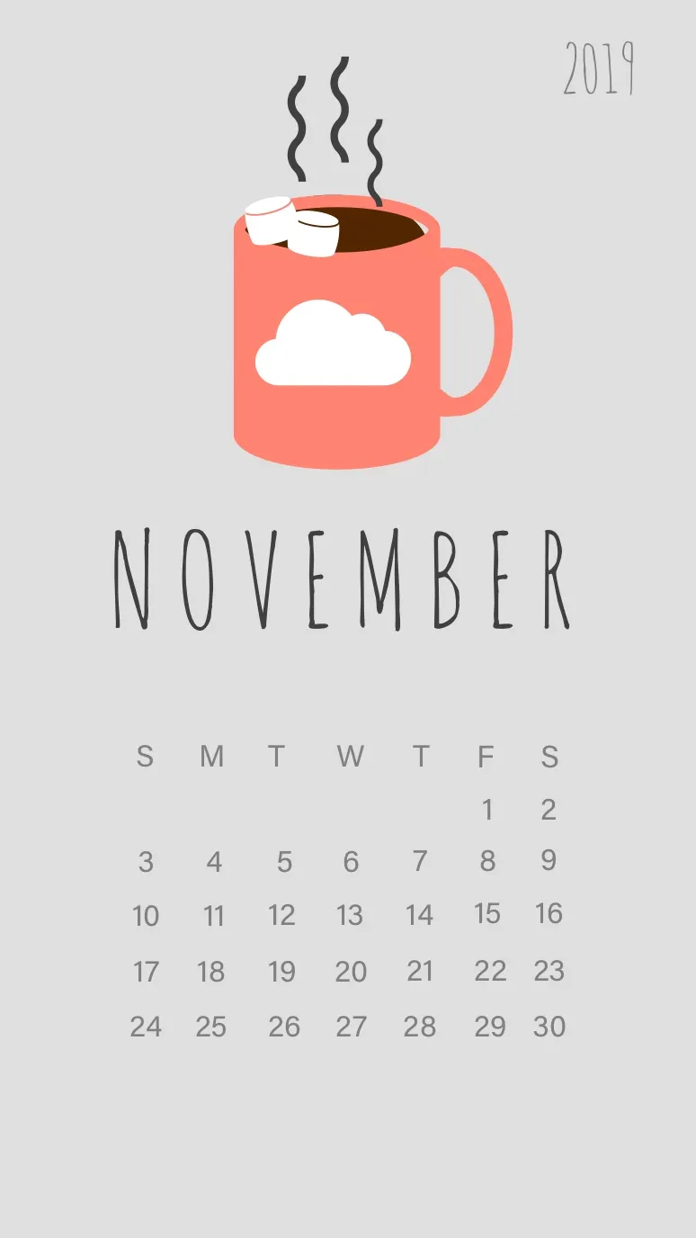 Light Toned, Calendar for November, Wallpaper