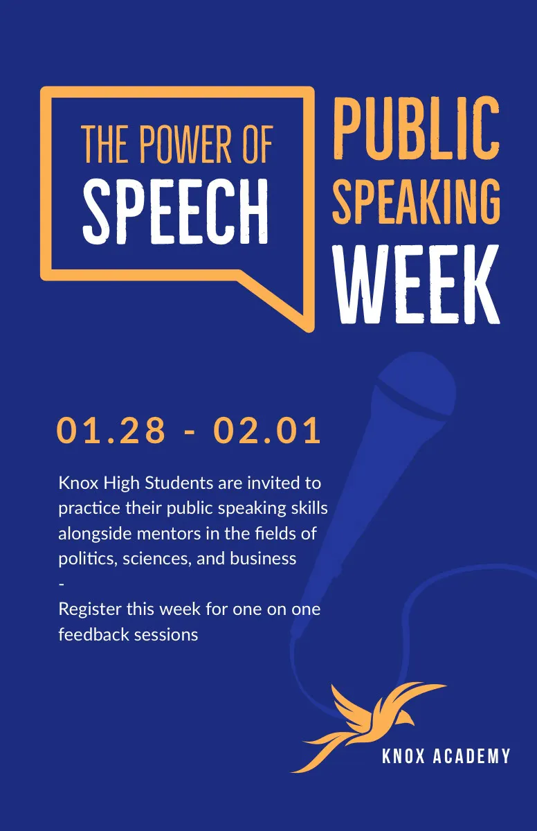 Blue and Orange Public Speaking Event Poster