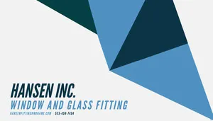 Blue Modern Geometric Window and Glass Fitting Company Business Card  Business Card