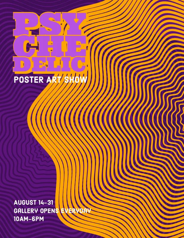 Yellow and Purple Psychedelic Poster Art Show Poster