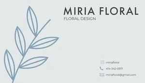 Blue Florist Business Card with Plant Business Card