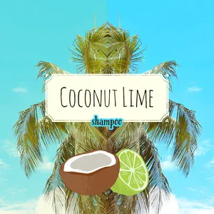 Blue and Green Coconut Lime Tropical Exotic Shampoo Label Label