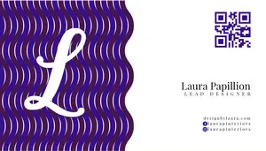 Purple Wavy Business Card With QR Code Business Card