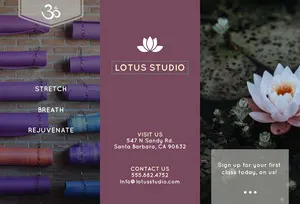 Yoga Studio Brochure with Lotus Water Lily Brochure