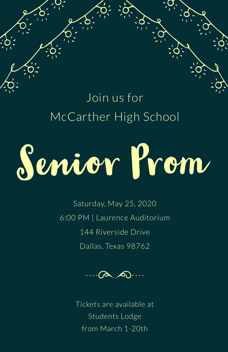 Yellow and Green High School Prom Poster