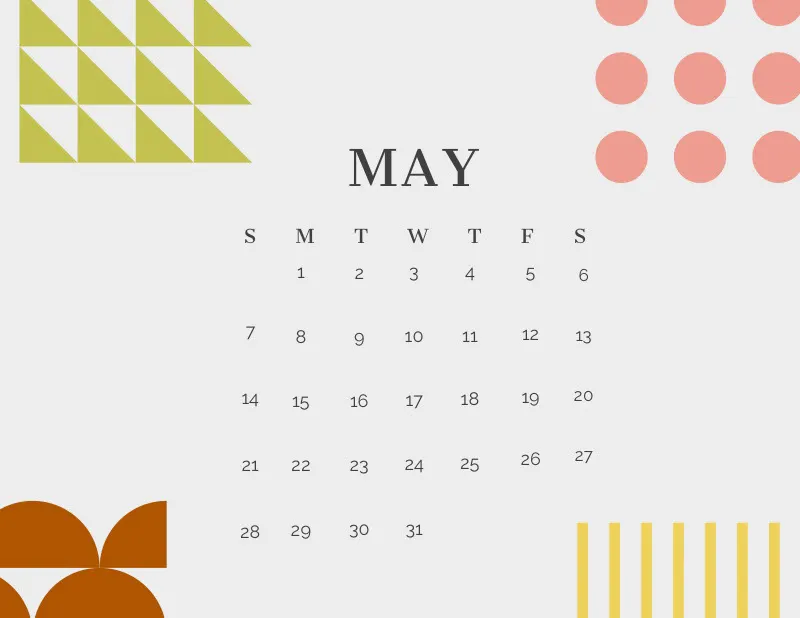 Multicolored Geometric Shape May Calendar