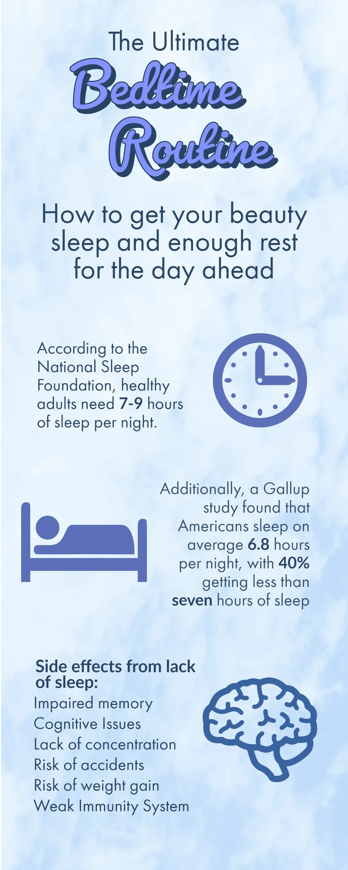 Blue and White Bedtime Routine Infographic