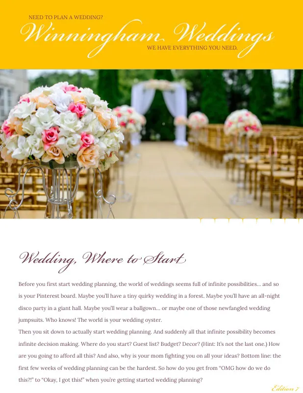 Yellow Wedding Planning Newsletter Graphic