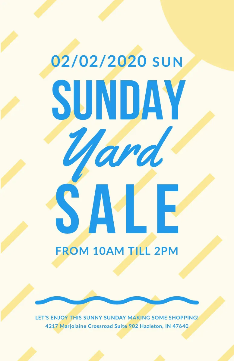 Blue and Yellow Sunday Yard Sale Poster