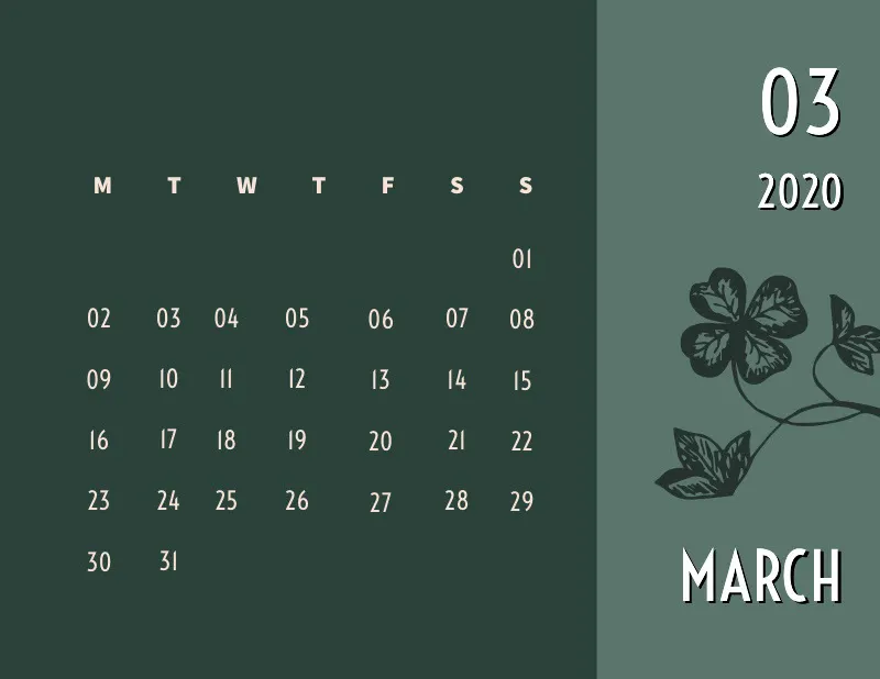 Green and White Calendar Card