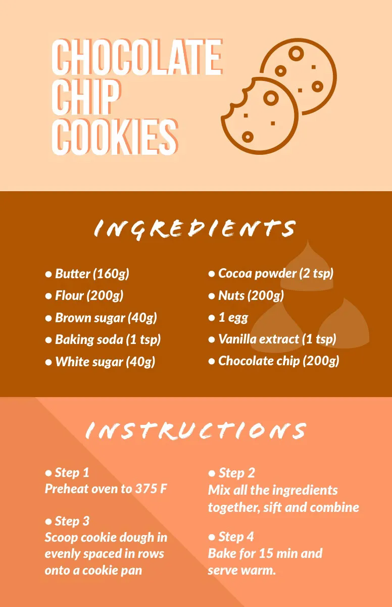 Brown Chocolate Chip Cookies Recipe Infographic 