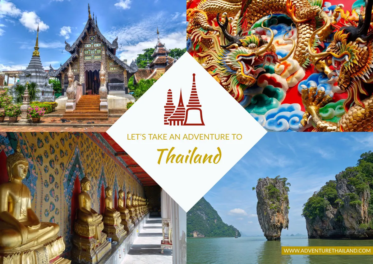 Thailand Travel Postcard with Collage