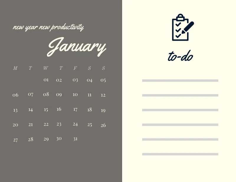 Grey and White Calendar Card