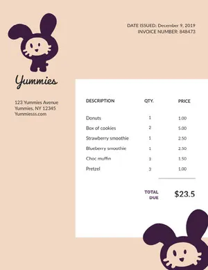Beige and White Bakery Invoice Invoice