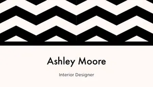 Black and White Interior Designer Business Card with Zig Zag Pattern Business Card