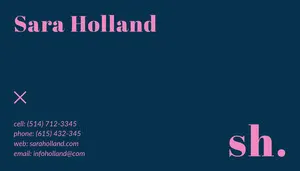 Pink and Dark Blue Business Card Business Card