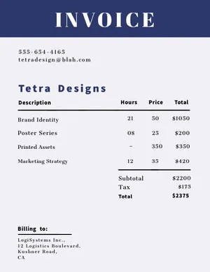 Blue Graphic Design Business Invoice Invoice