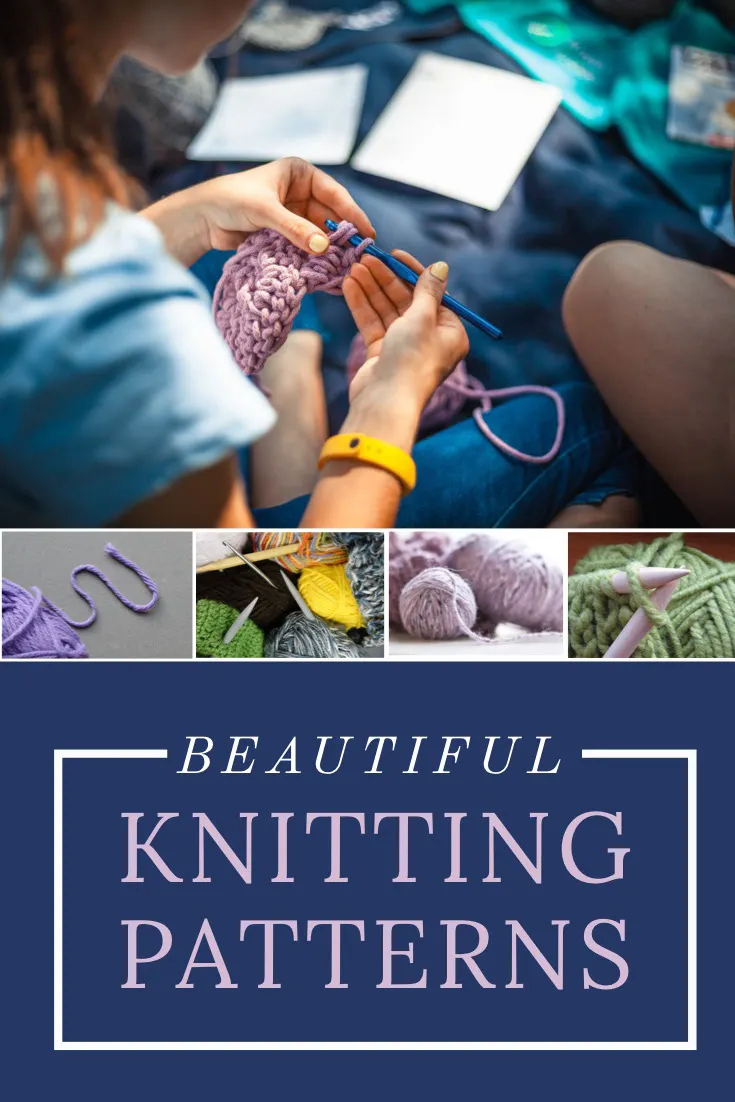 Blue Knitting Collage Pinterest Post