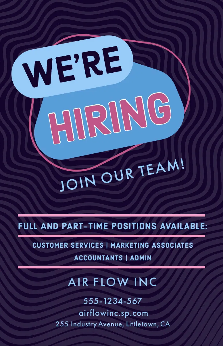 Violet and Blue Hiring Recruitment Poster