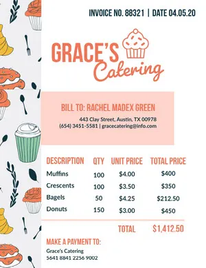 Illustrated Catering Service Invoice Invoice