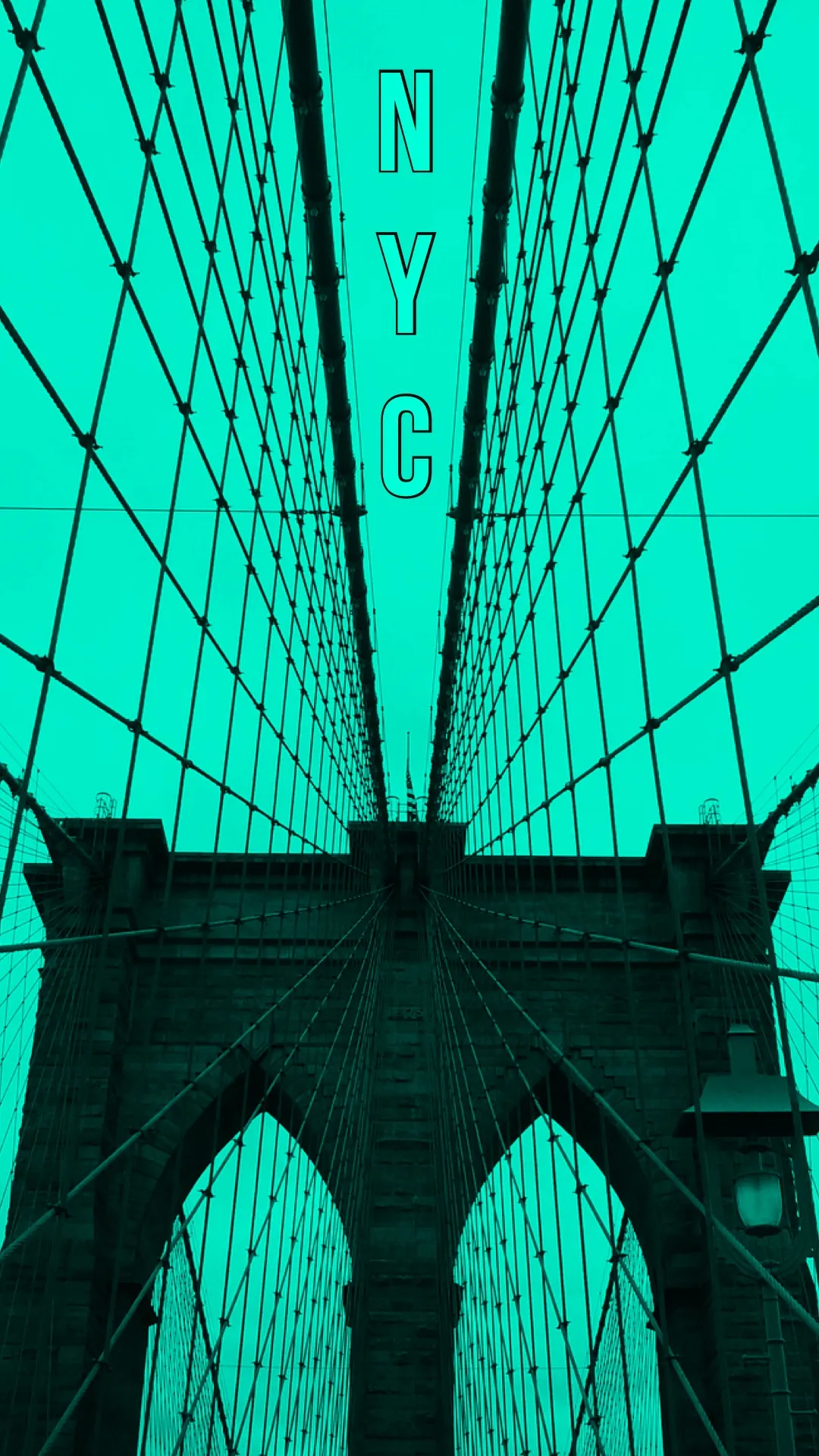 Teal New York City Bridge Mobile Wallpaper