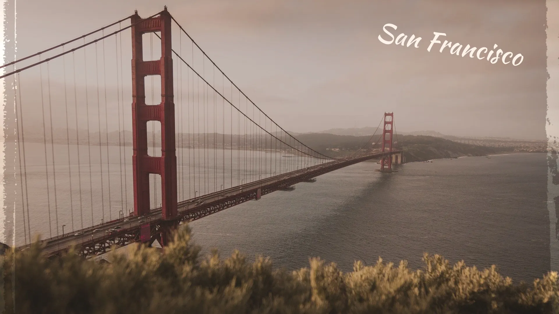 Brown Sepia Golden Gate Bridge Desktop Wallpaper